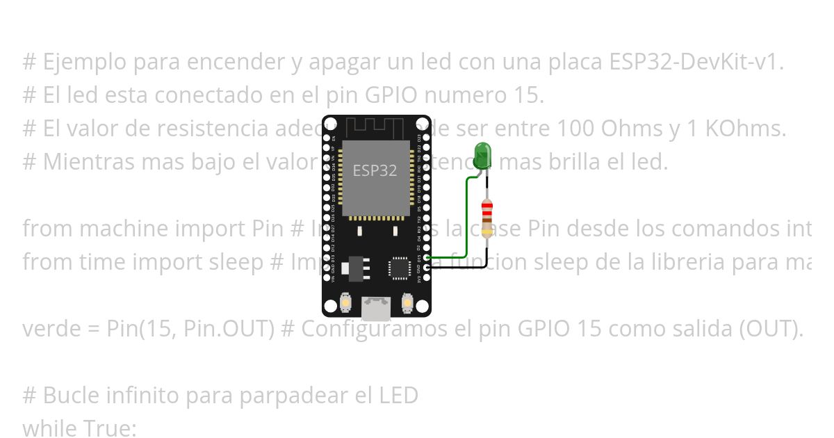 Ejemplo con 1 led Micropython ESP32 simulation