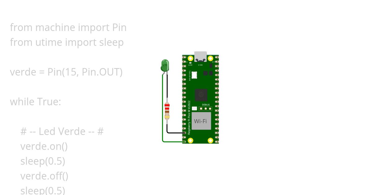 Ejemplo con 1 led Micropython Pi Pico simulation