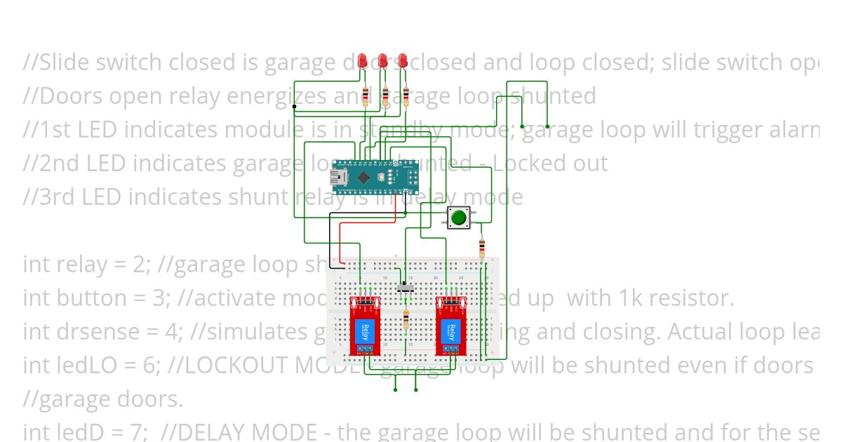 Security System Garage Exit Module with relay simulation