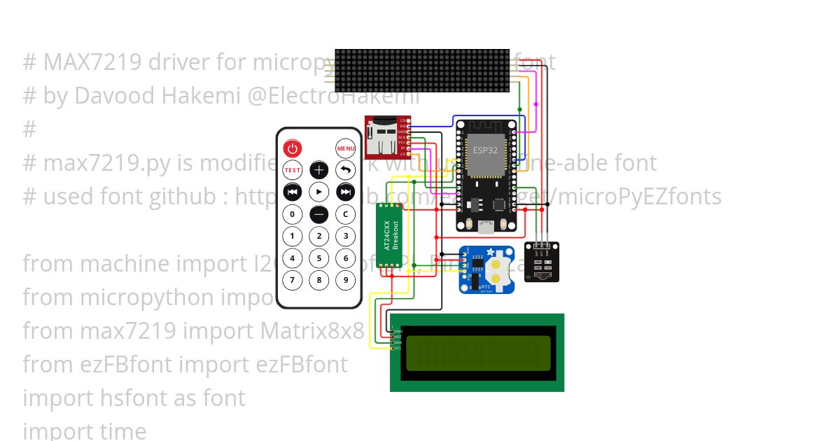 MicroPython MAX7219 ezFBfont simulation