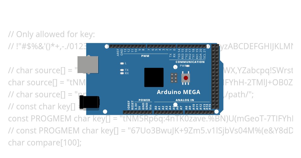 Vigenere encryption PROGMEM v1 simulation