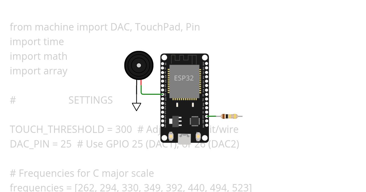  MicroPython - Sine Tone Generator Organ with TouchPad simulation