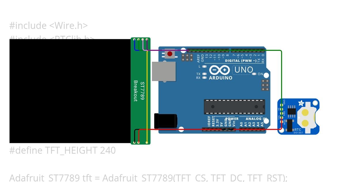 ST7789 digital clock simulation