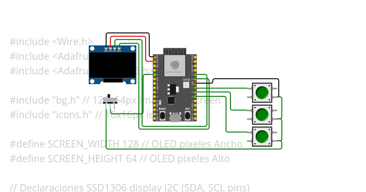 Menu OLED Intelli360 simulation