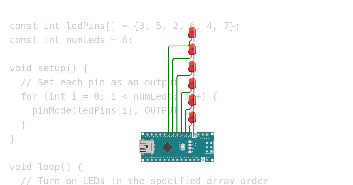 Kontrol LED melalui Araay simulation