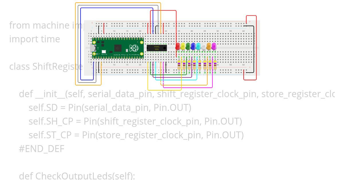 Week9_74HC595 8-Bit Shift Register simulation
