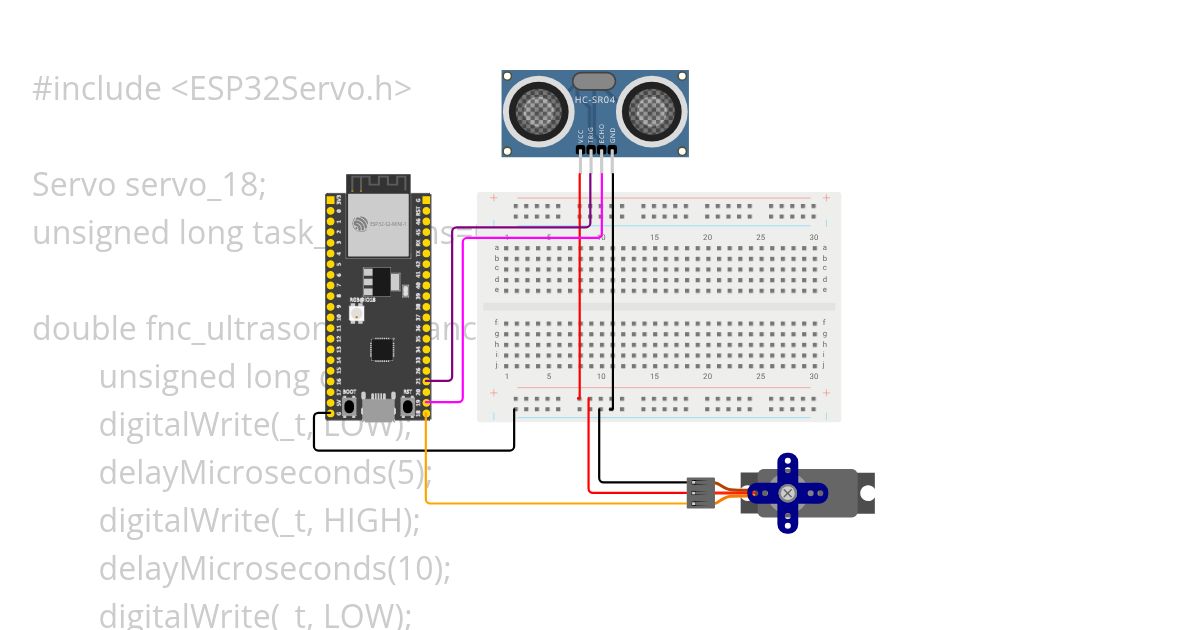 ESP32 SERVO + ULTRASONIDOS simulation