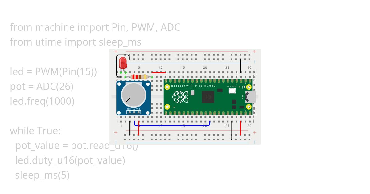 led com potenciometro (PWM) simulation