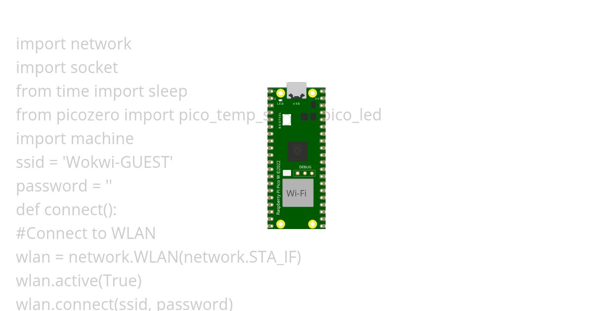 Control LED & Monitor Temperature with RPi Pico W Web Server simulation