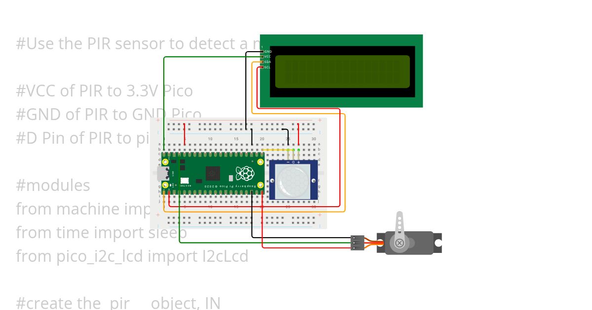 Motion detection Display Servo Motor simulation