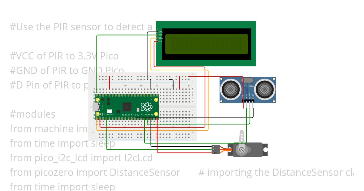 Motion detection Display Ultrasonic sensor simulation