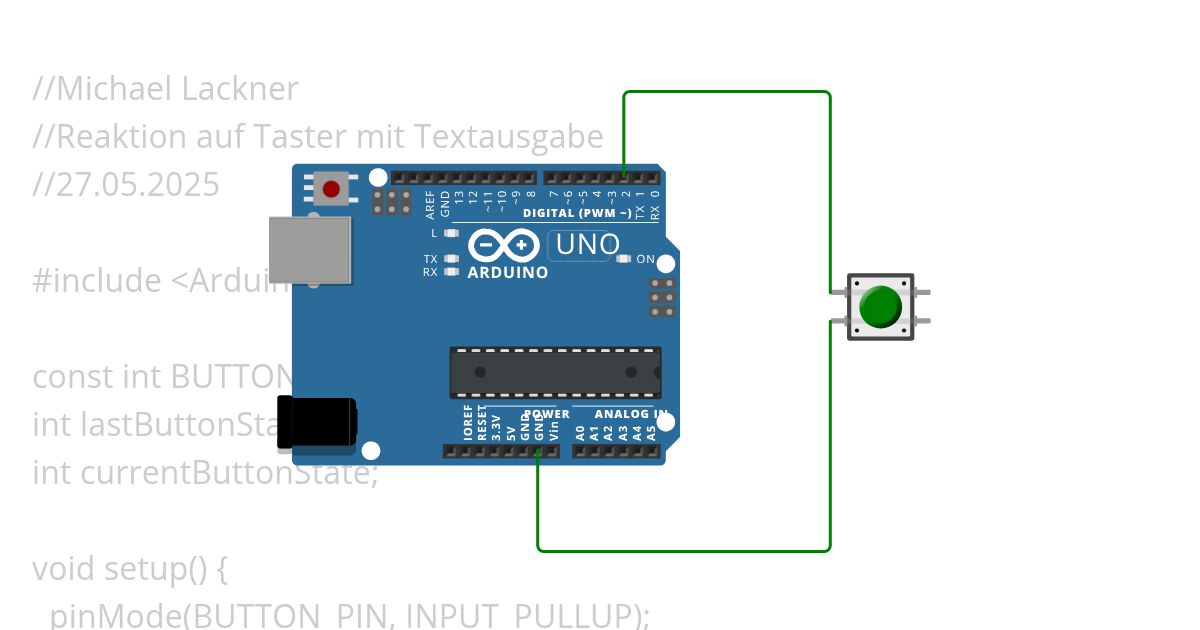 Reaktion auf Taster mit Textausgabe simulation