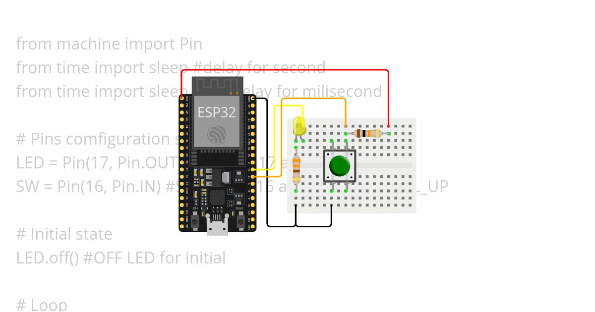 ESP32 PYTHON LED SWITCH PULL-UP  simulation