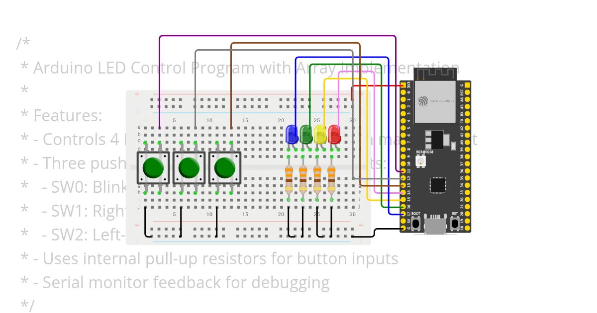 ESP32 ARDUINO  3 SWITCHES INPUT  PULL-UP_V1 simulation