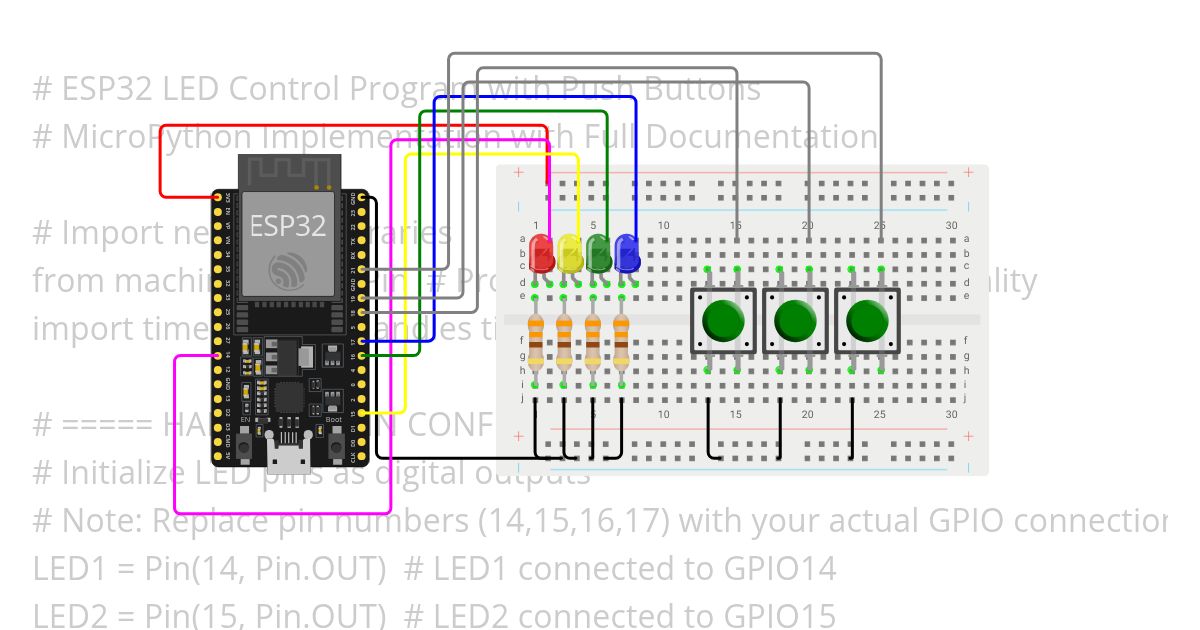 ESP32 PYTHON THREE CONTROL SWITCH INPUT PULL_UP_V0 simulation