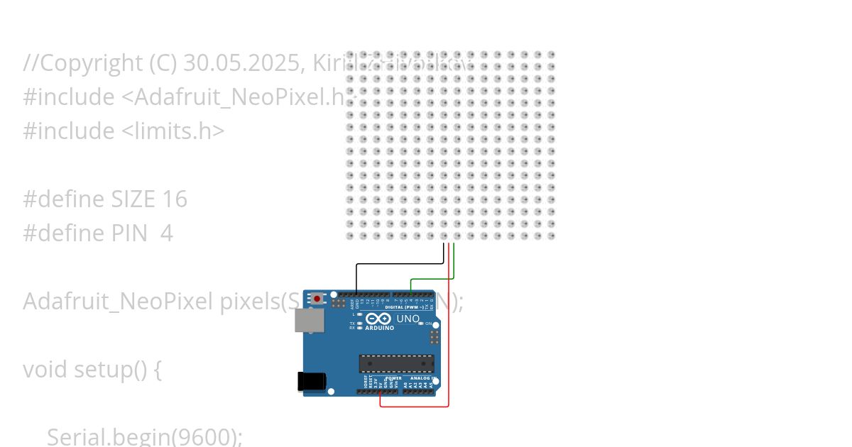 16x16_NeoPixel_WS2812B simulation