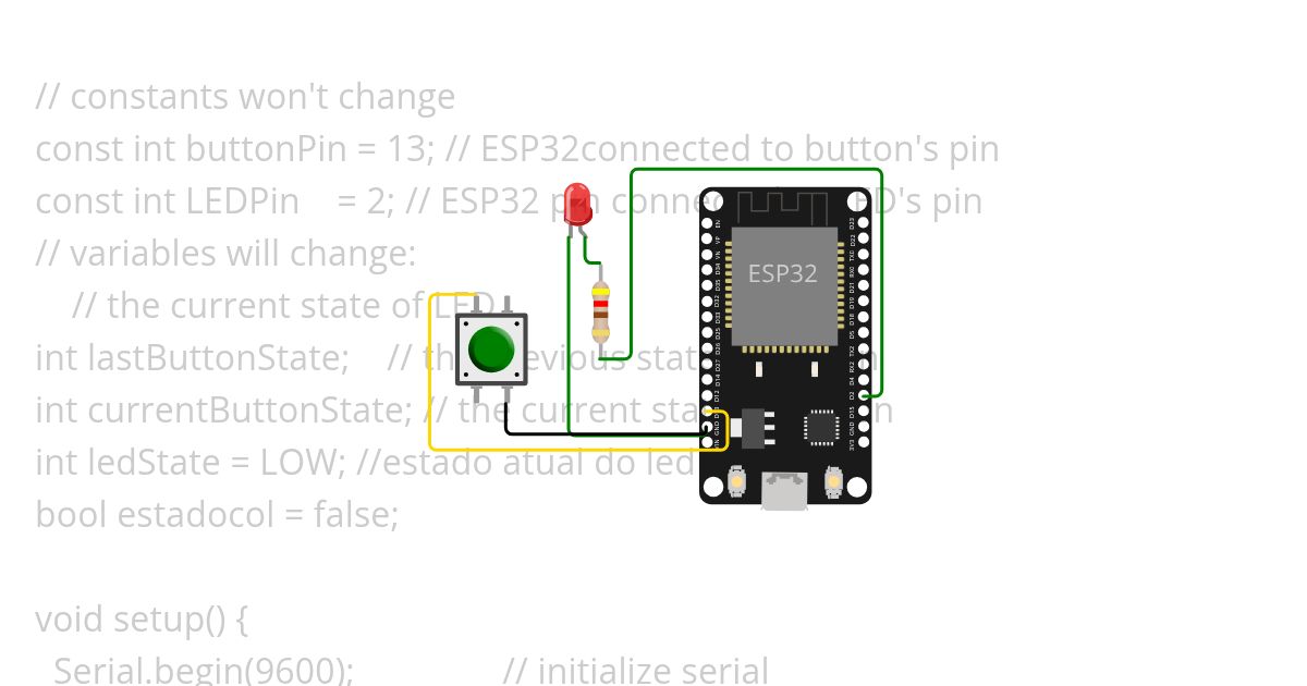 push button led blink esp32 minha tentativa simulation