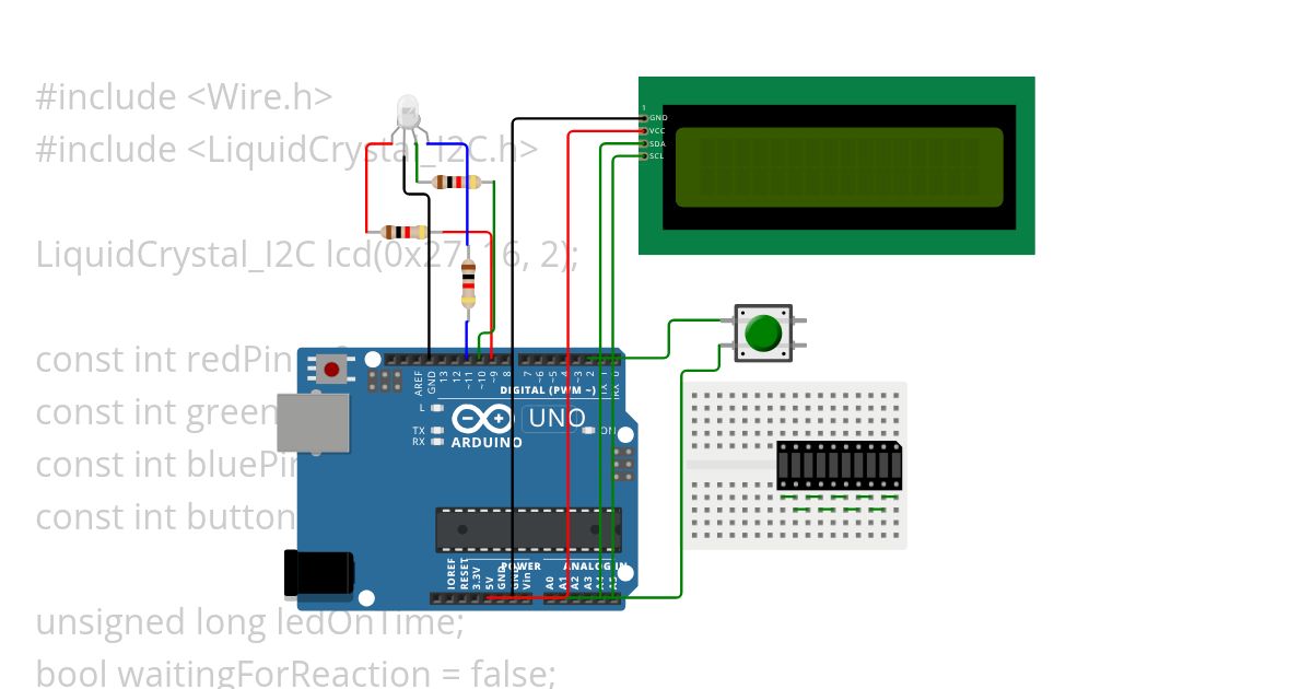 Reaction Game RGB LED simulation