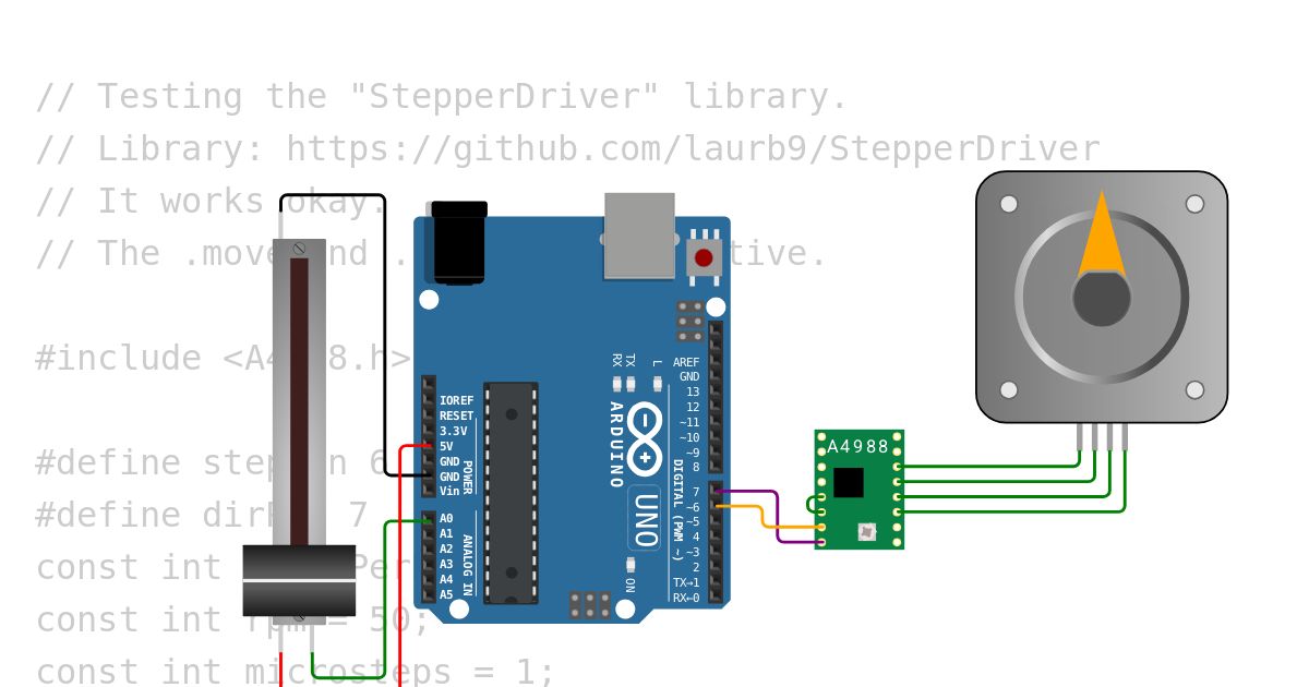 Arduino Uno with StepperDrive library. simulation