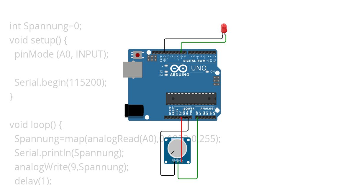 LED-Dimmung mit Potentiometer simulation