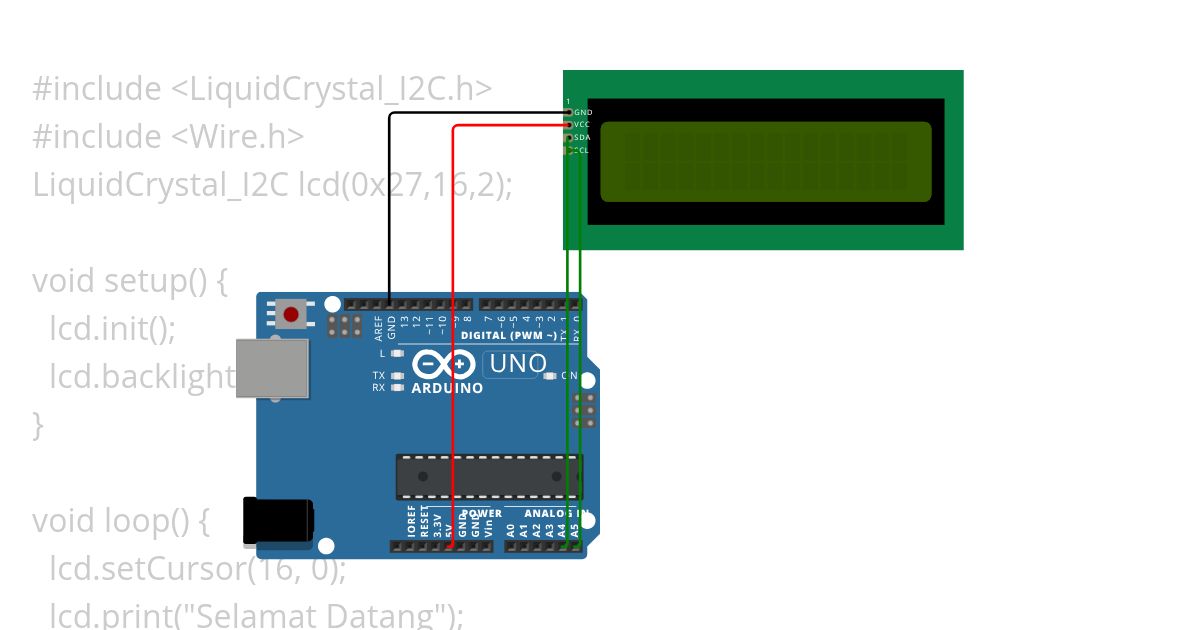 Running Text LCD I2C (TEST 2) simulation
