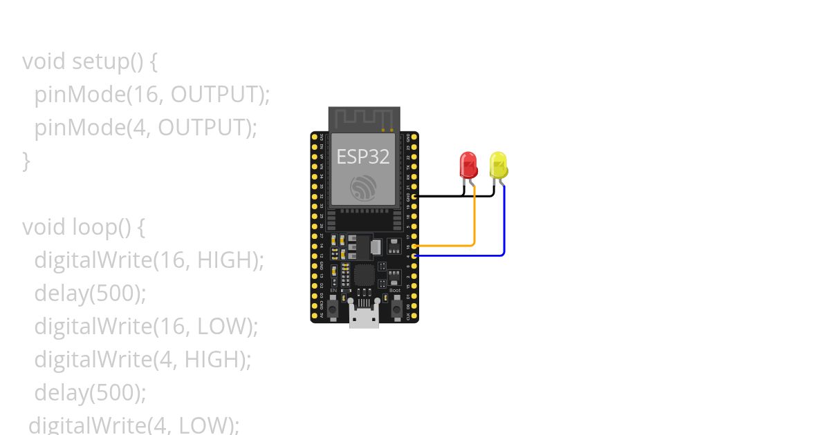 2 Led with ESP32 simulation