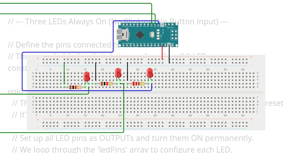 leds with button controlling  simulation