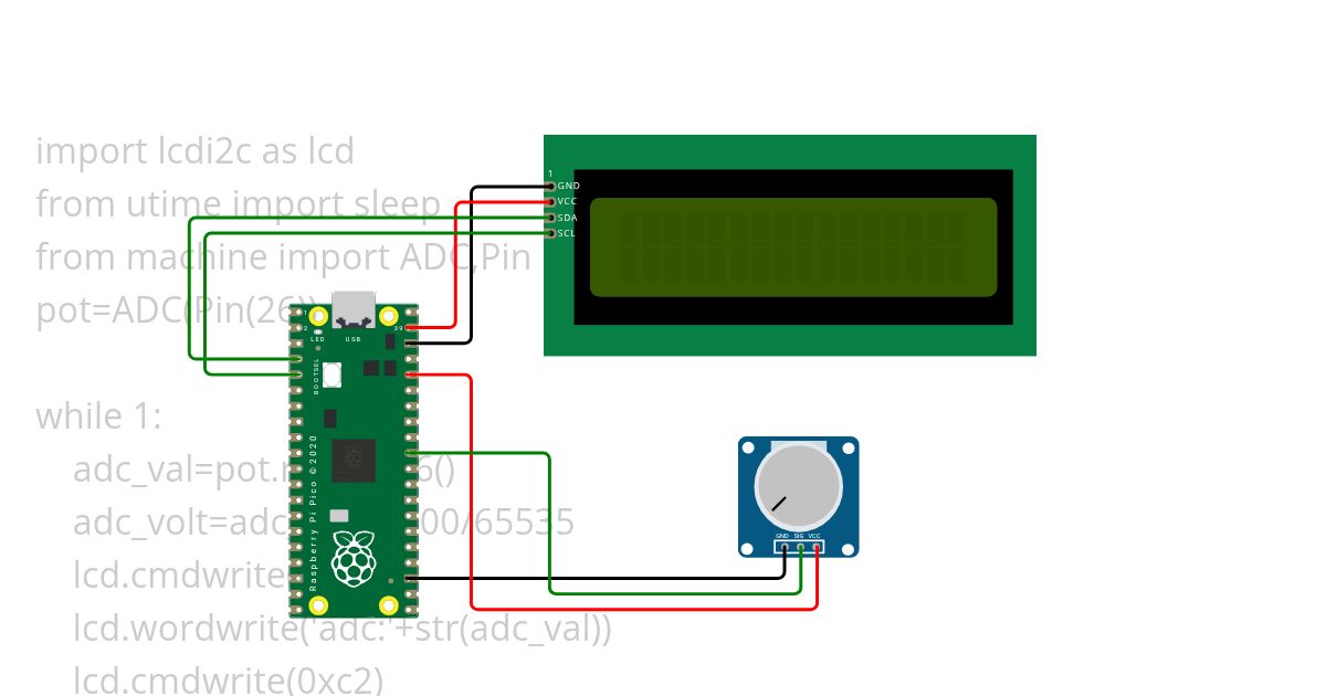 lcd i2c adc display simulation