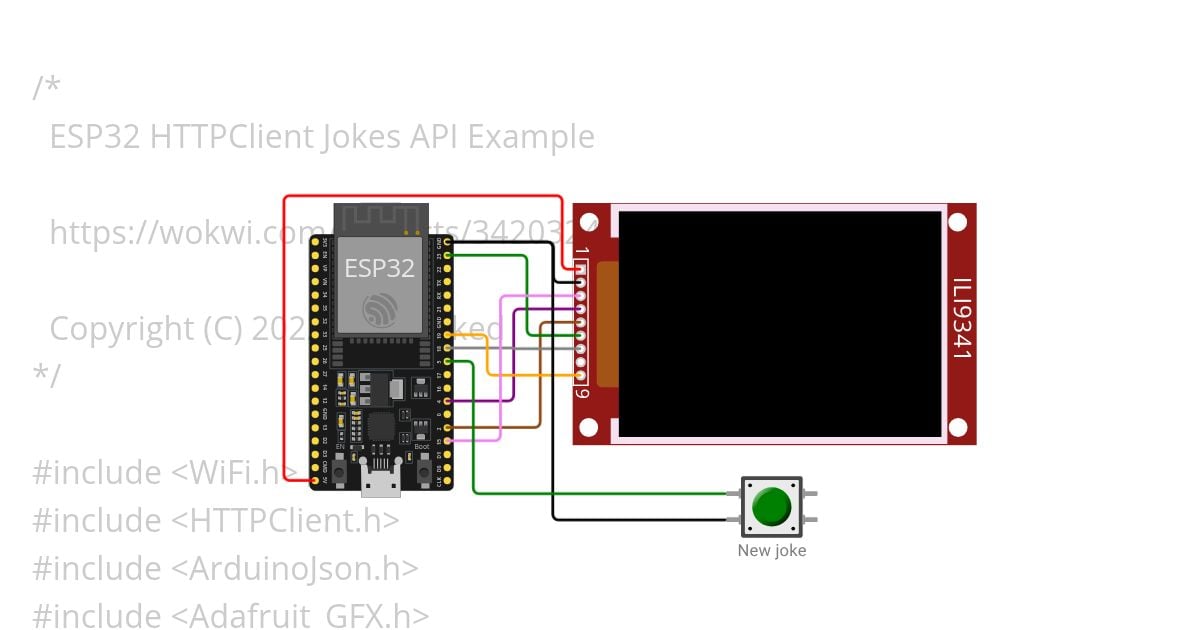 ESP32 HTTP Client Jokes API simulation
