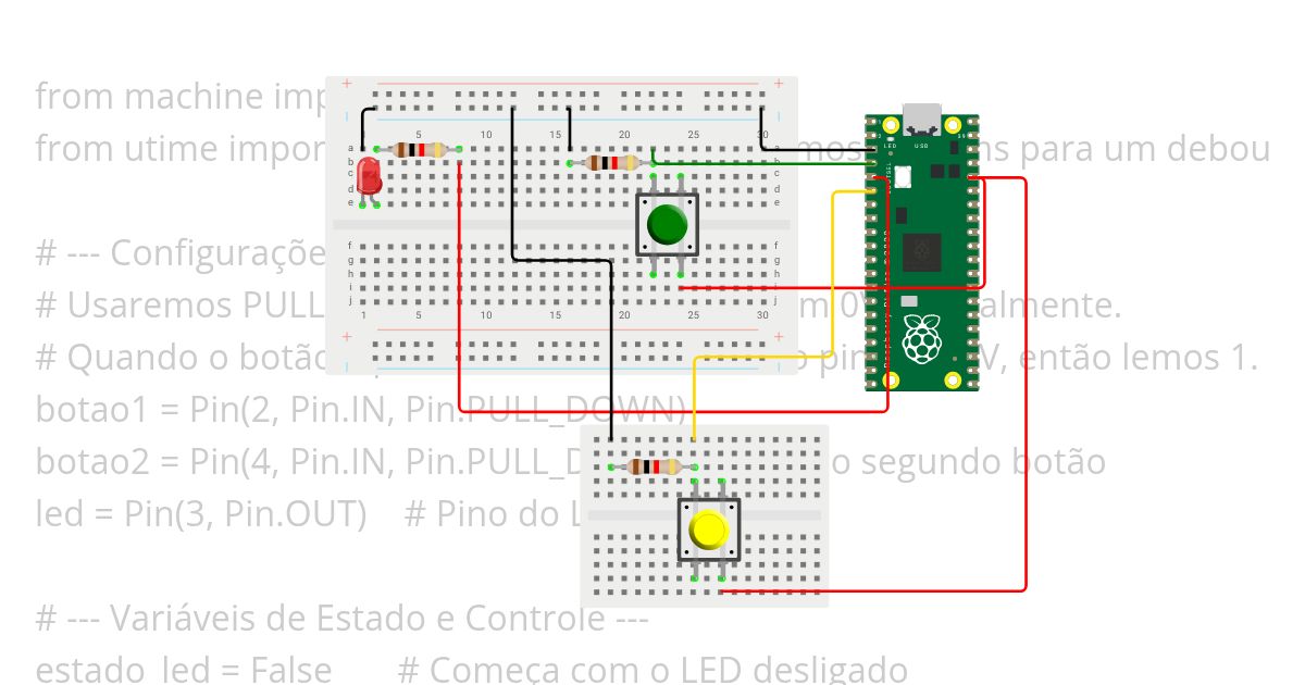 Acender o led com dois botões simultaneamente  simulation