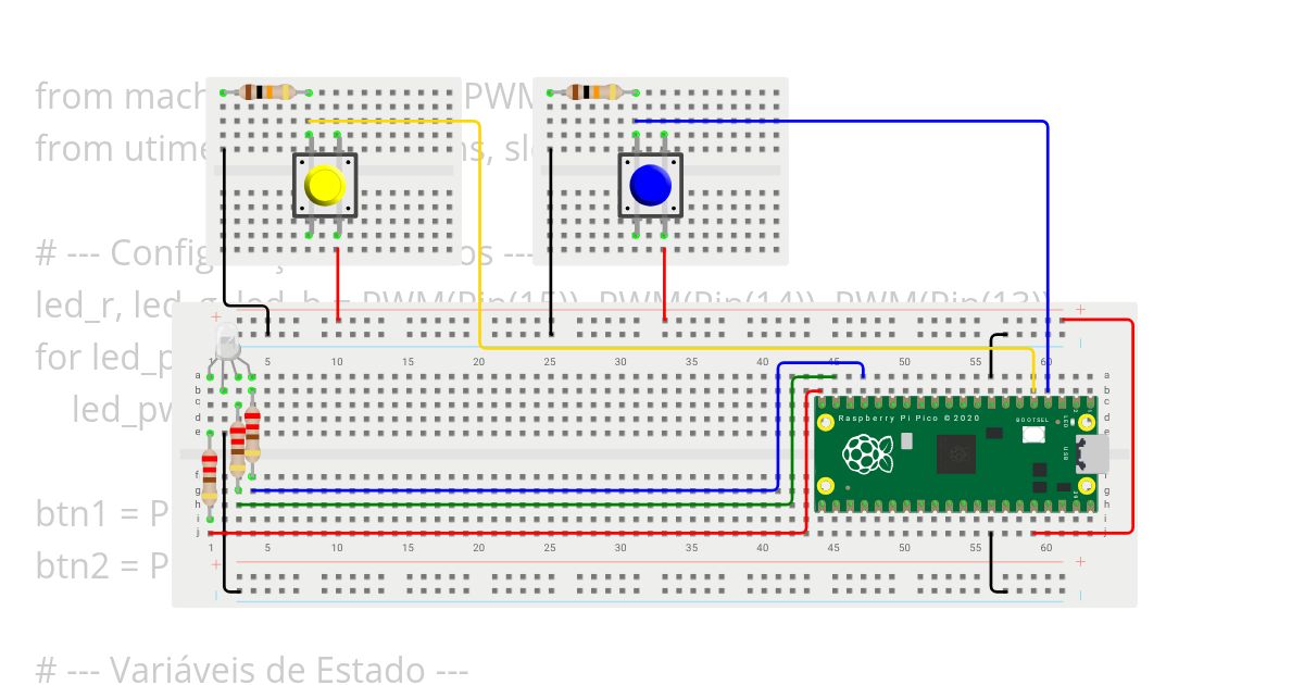 Botons +led regb simulation