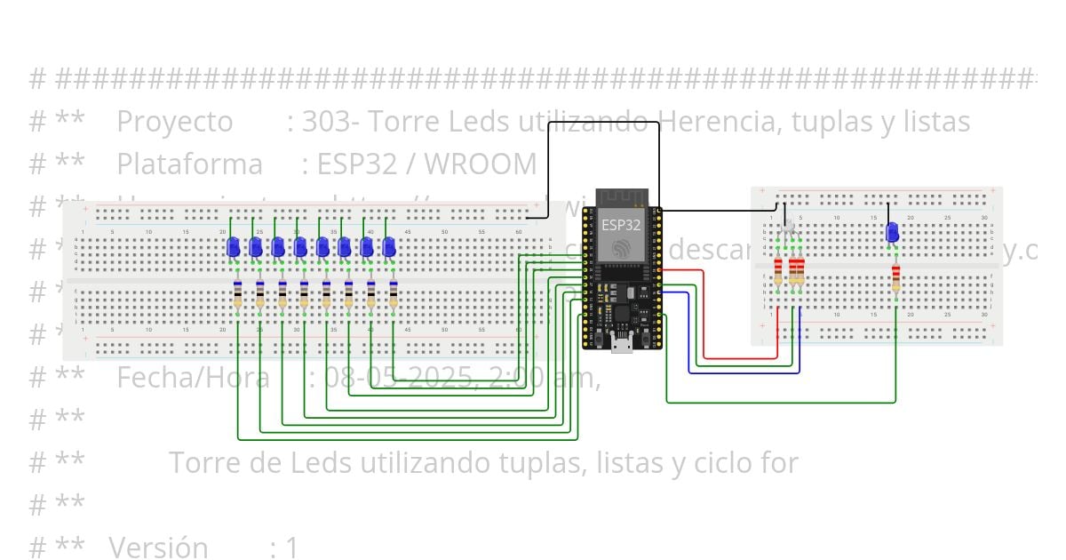 303 Led, Torreta, RGB Herencia simulation
