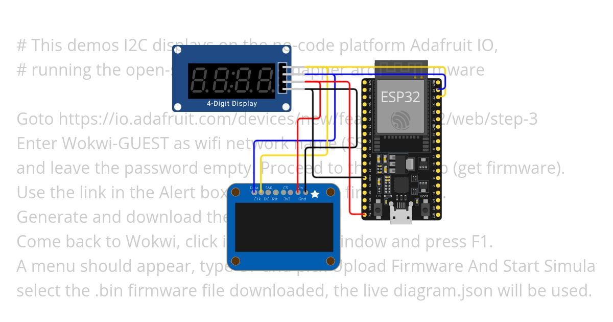 Wokwi Displays on Adafruit WipperSnapper simulation