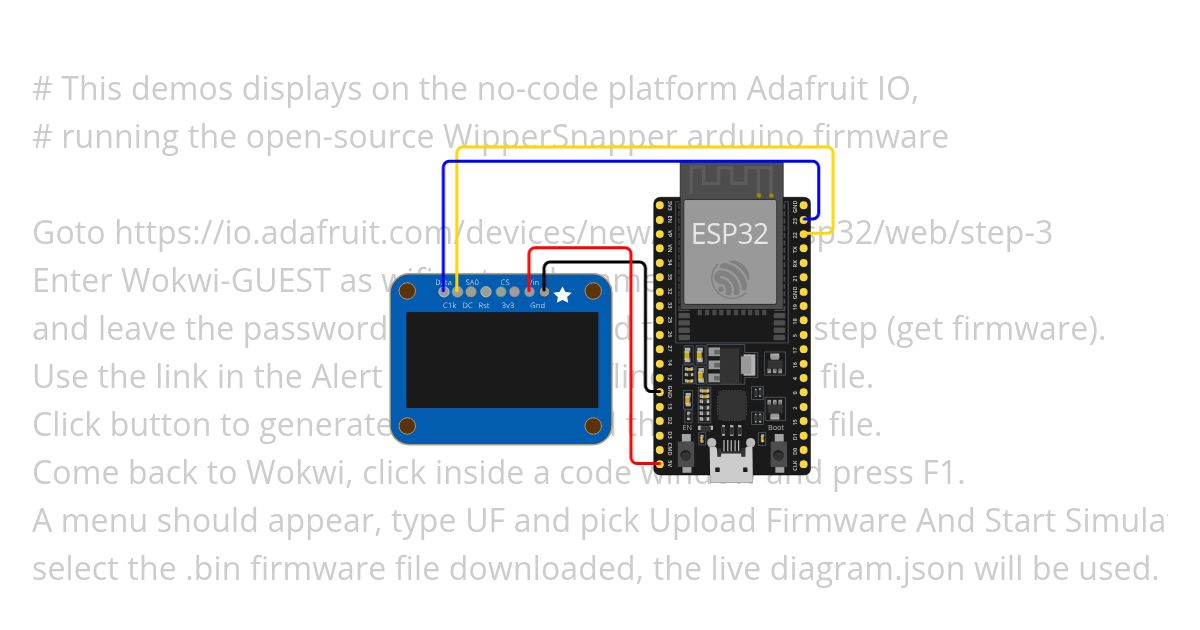 Wokwi OLED Display on Adafruit WipperSnapper simulation