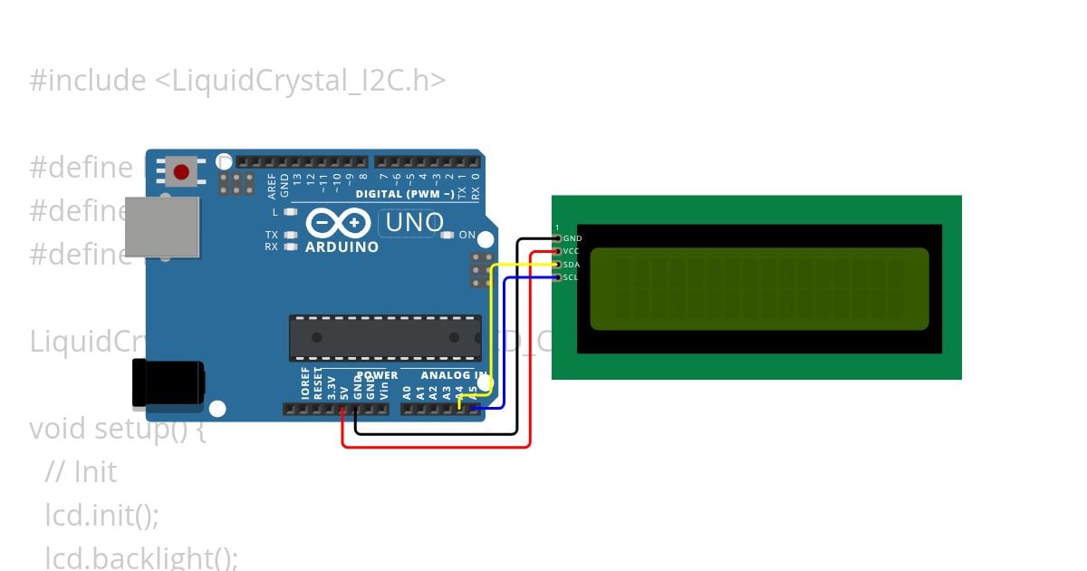 Word case Setup Code Programming cpp .Control LiquidCrystal I2C simulation