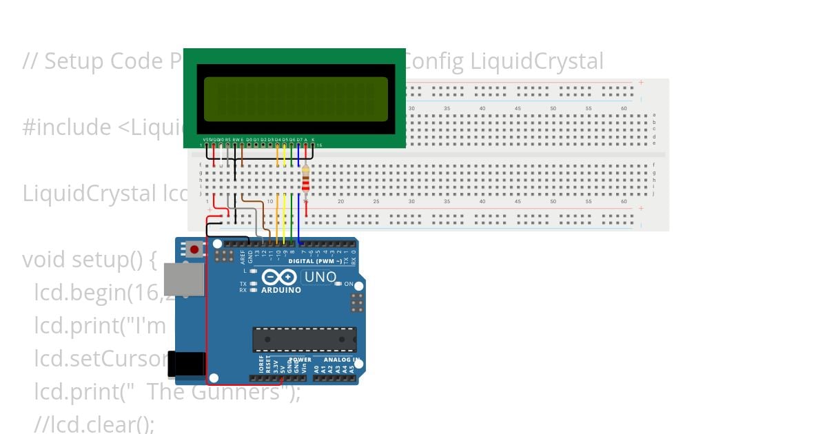Setup Code Programming System Config LiquidCrystal simulation
