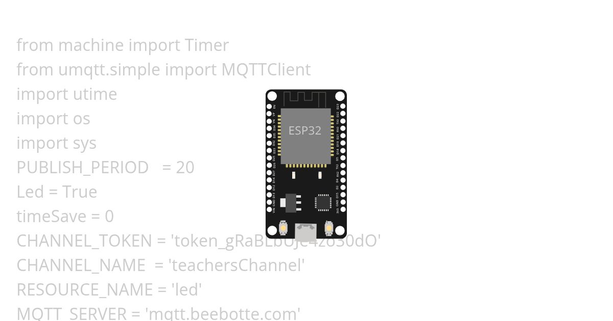 MicroPython MQTT beebotte.com ESP32 publish led conrol simulation