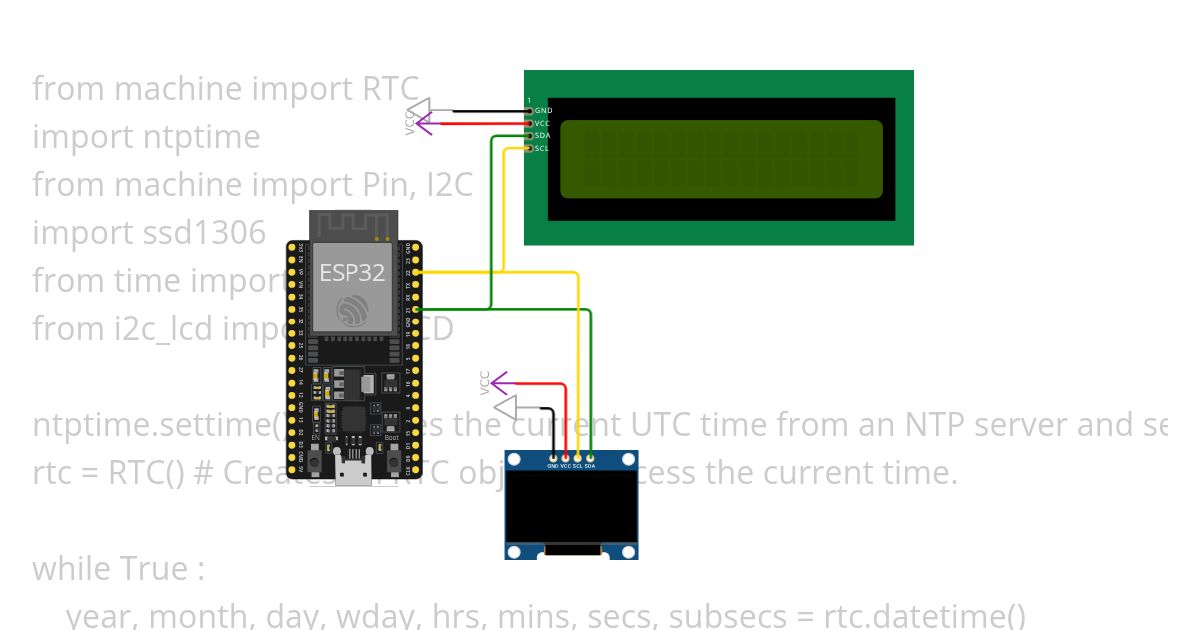 ESP32 OLED & LCD Clock API simulation