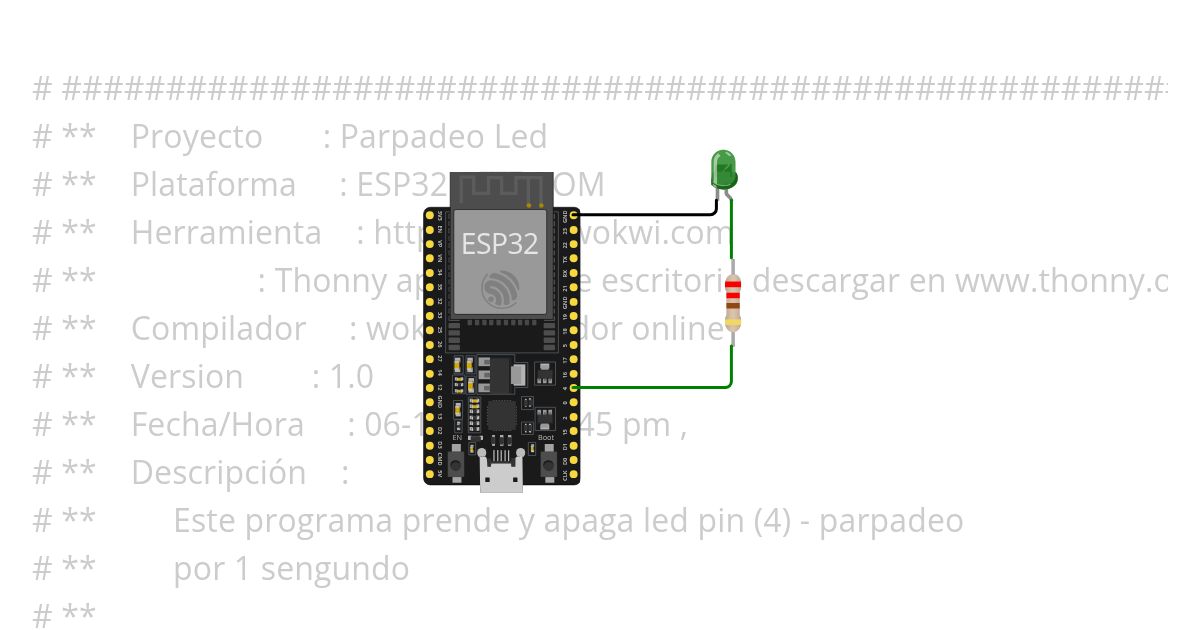 300 Hola Led - ESP32-MICROPYTHON simulation