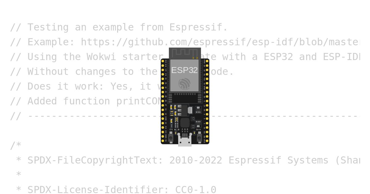 ESP32 with hello_world_main.c from Espressif. simulation