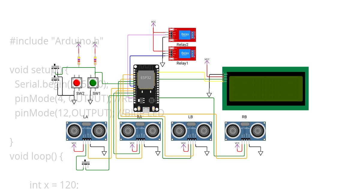 esp32_ultrasonic x 4 simulation