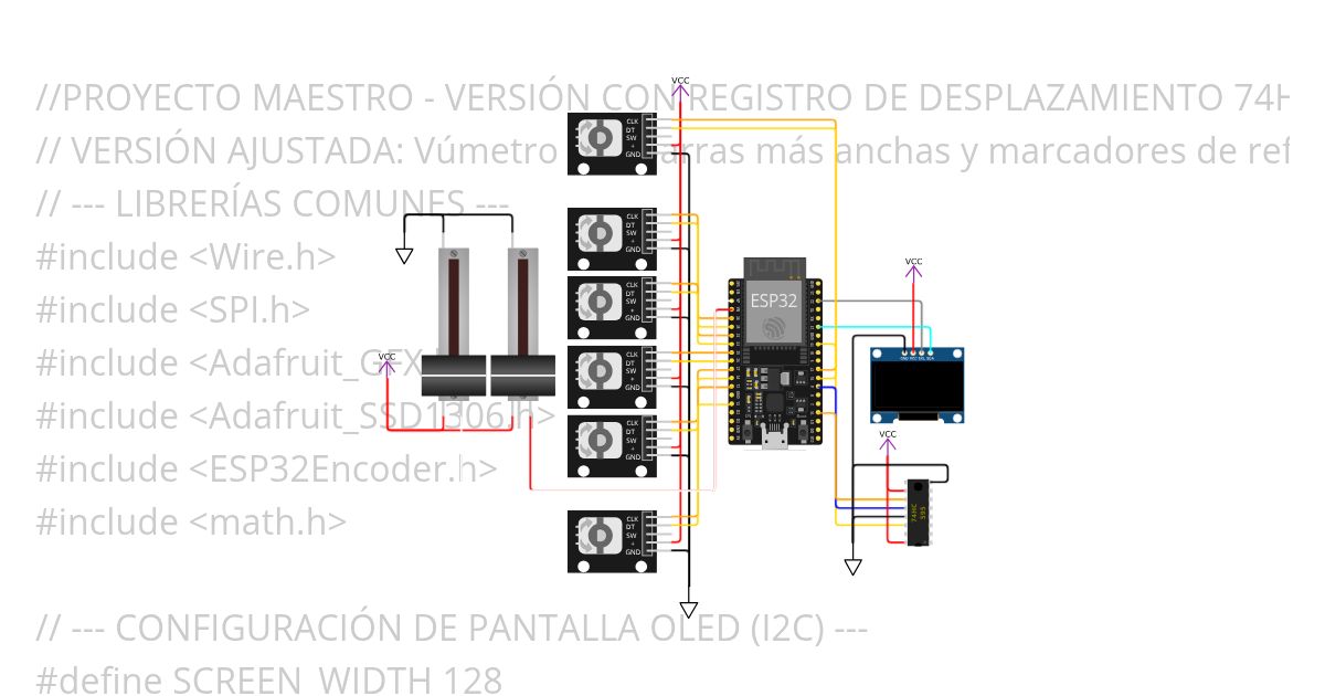 Proyecto controlador OLED + Pots + vumetro + shift register v2 simulation
