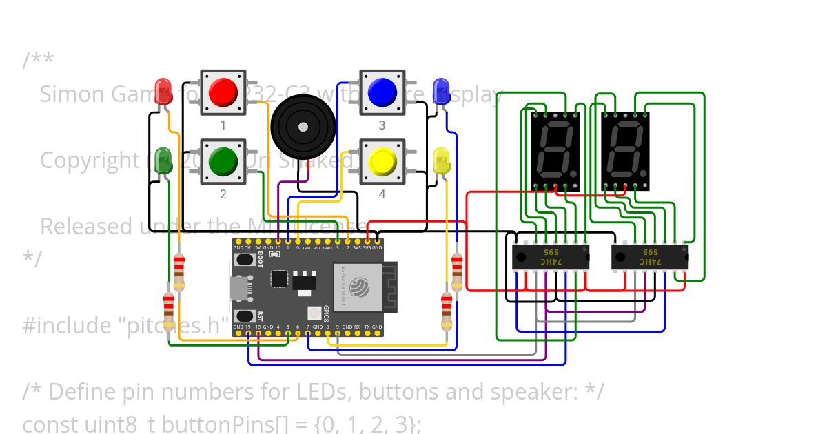 Simon Says ESP32-C3 simulation
