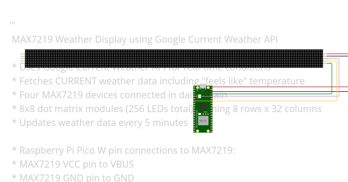 RASPBERRY PI PICO AND MAX7219 google weather API Copy simulation