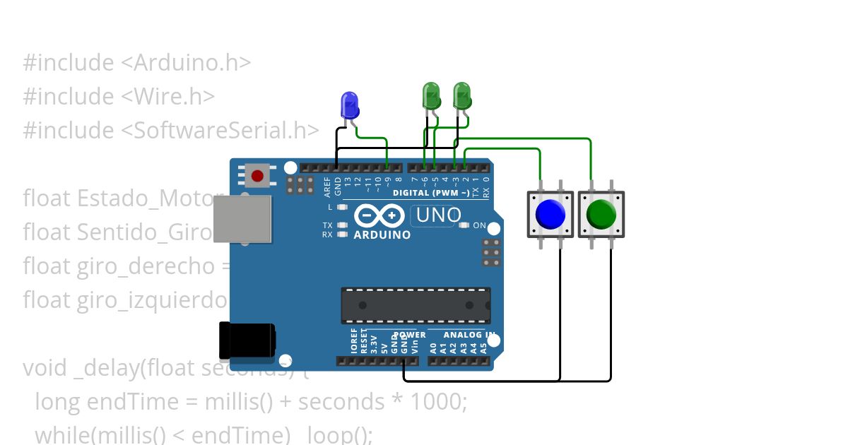 Simulación Puente H 1Motor Inversor de giro simulation