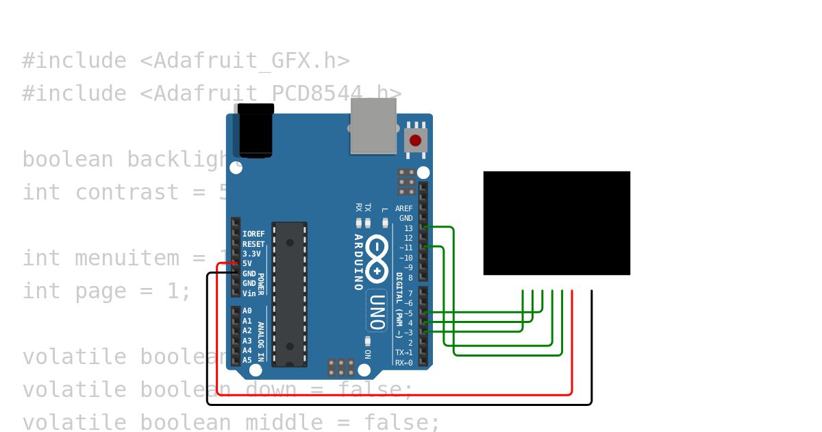 TEST for Discord channel Uno + 5110 Adafruit GFX simulation
