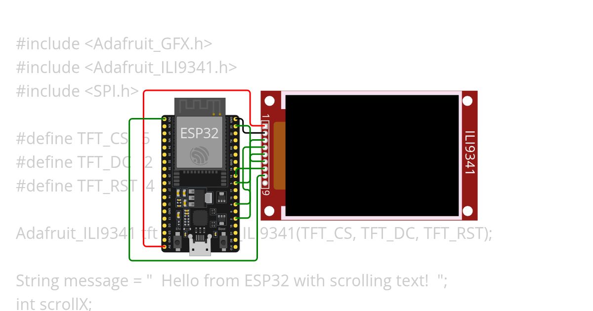 TFT ili9341 display scrolling simulation