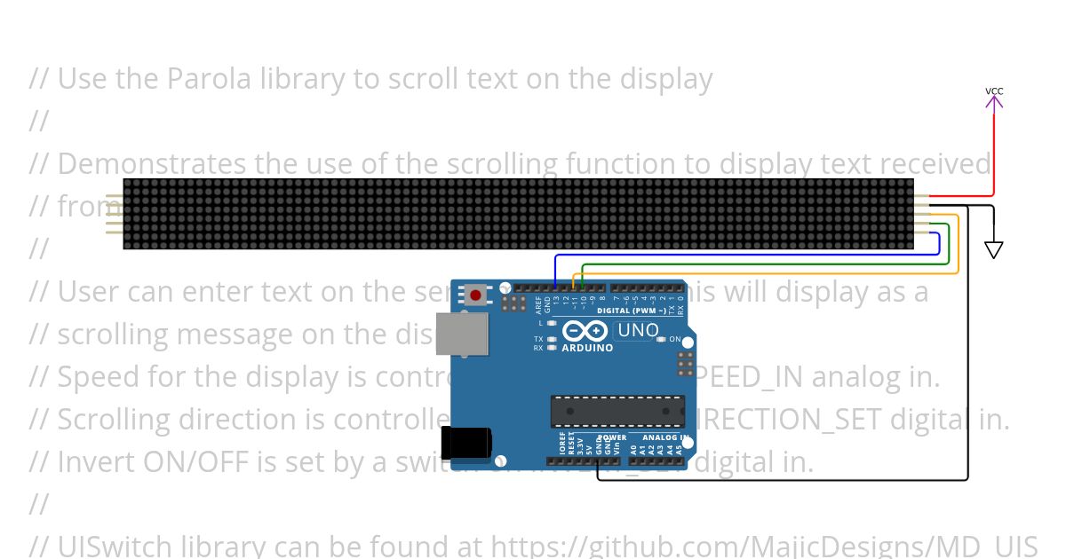 Parola_Scrolling_Ext_Power.ino simulation