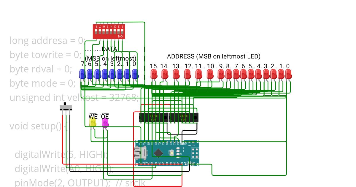EEPROM Programmer (dip switch represents EEPROM data lines) simulation