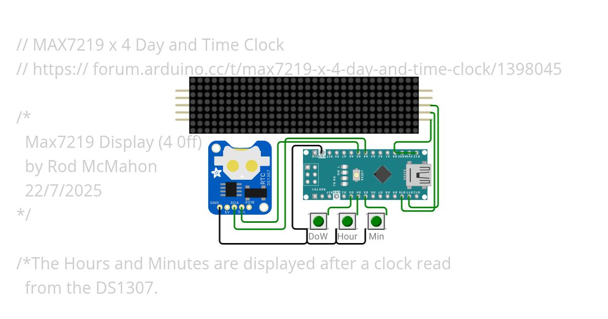 MAX7219 x 4 Day and Time Clock_V1 simulation